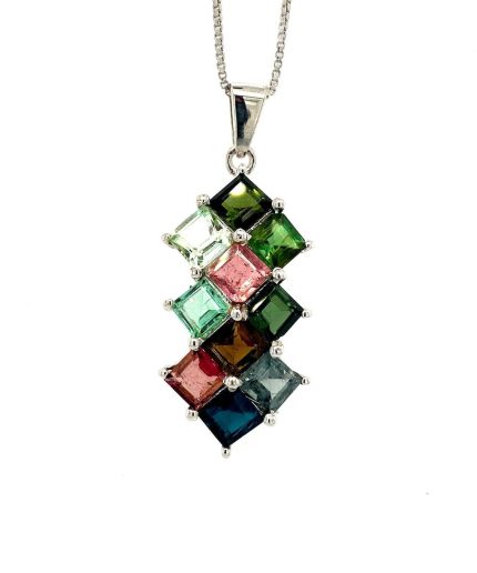 Multi Tourmaline Pendant in 925 Sterling Silver | Save 33% - Rajasthan Living