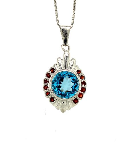 Multi Colour Stone Pendant in 925 Sterling Silver | Save 33% - Rajasthan Living 5