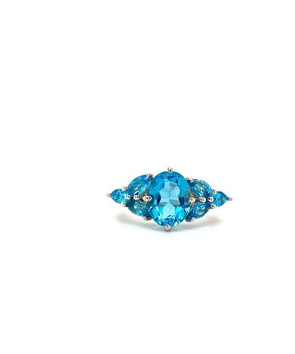 Blue Topaz Ring in 925 Sterling Silver | Save 33% - Rajasthan Living