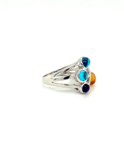 Multi Colour Stones Ring in 925 Sterling Silver | Save 33% - Rajasthan Living 3