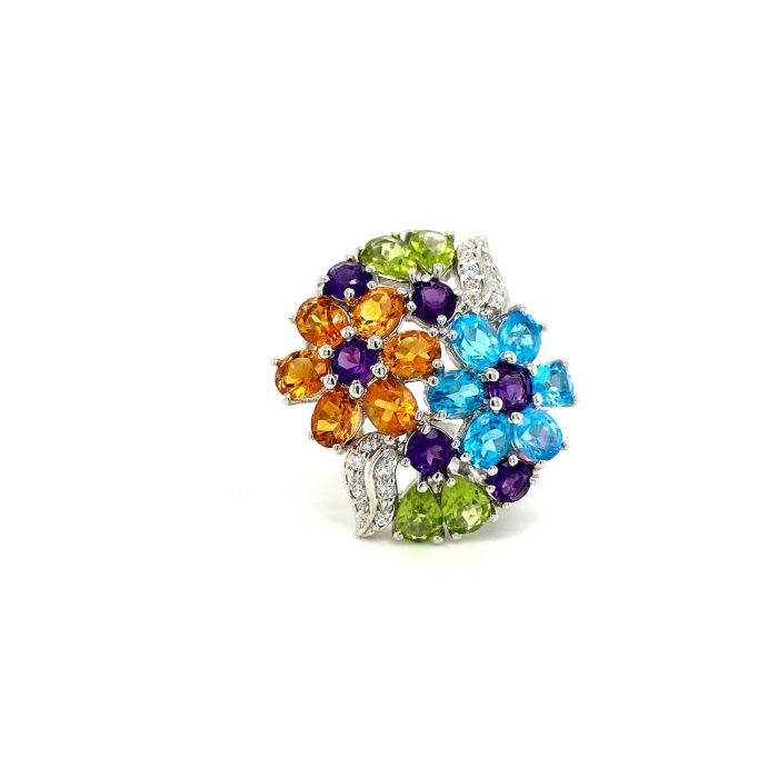 Multi Colour Stones Ring in 925 Sterling Silver | Save 33% - Rajasthan Living 5