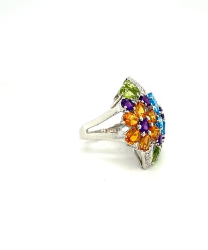 Multi Colour Stones Ring in 925 Sterling Silver | Save 33% - Rajasthan Living 3