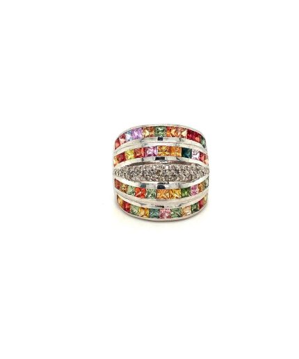 Multi Sapphire Ring in 925 Sterling Silver | Save 33% - Rajasthan Living