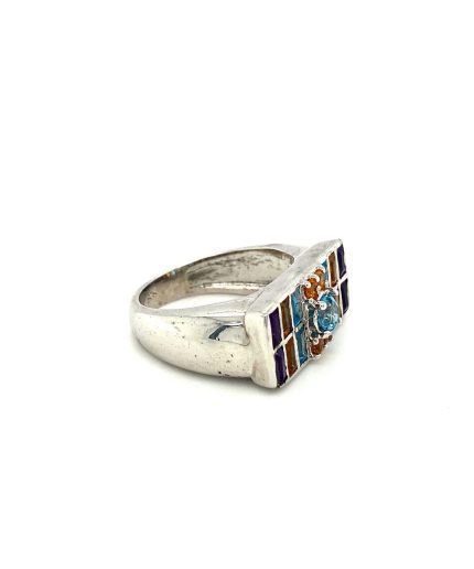 Multi Colour Stones Ring in 925 Sterling Silver | Save 33% - Rajasthan Living 3