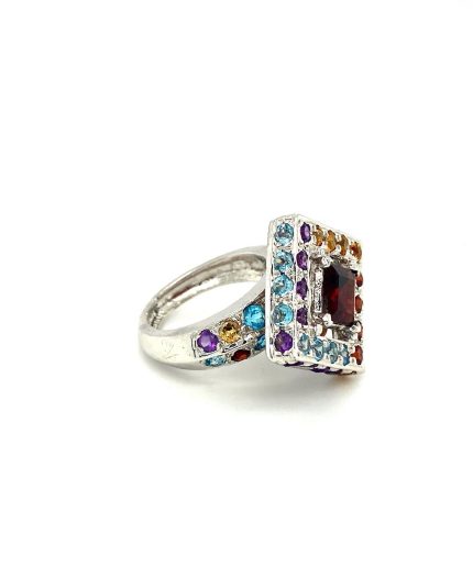 Multi Colour Stones Ring in 925 Sterling Silver | Save 33% - Rajasthan Living 3