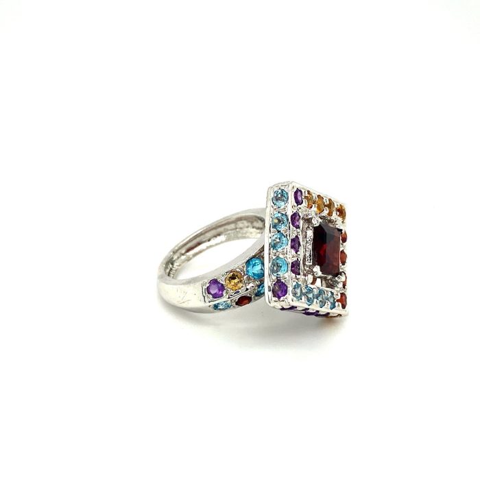 Multi Colour Stones Ring in 925 Sterling Silver | Save 33% - Rajasthan Living 6