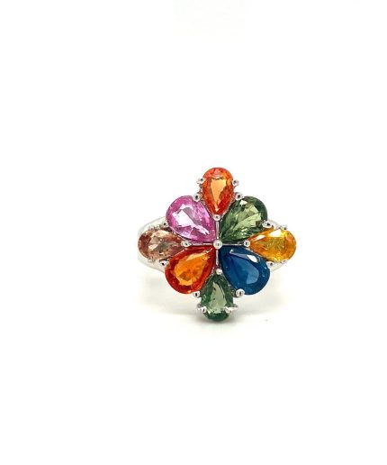 Multi Sapphire Ring in 925 Sterling Silver | Save 33% - Rajasthan Living