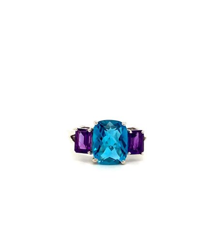 Blue Topaz Ring in 925 Sterling Silver | Save 33% - Rajasthan Living