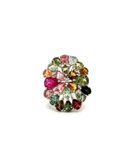 Multi Tourmaline Ring in 925 Sterling Silver | Save 33% - Rajasthan Living