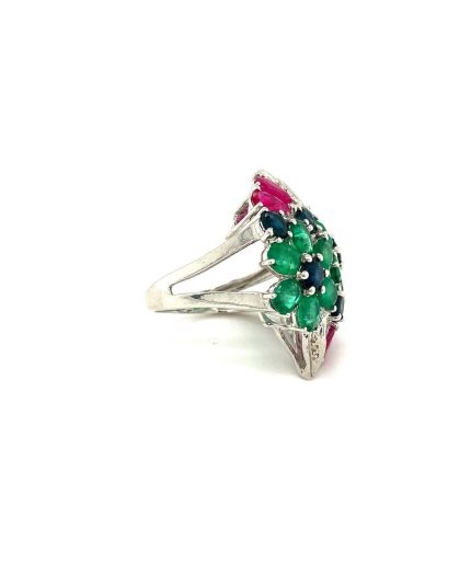 Multi Colour Stones Ring in 925 Sterling Silver | Save 33% - Rajasthan Living 3