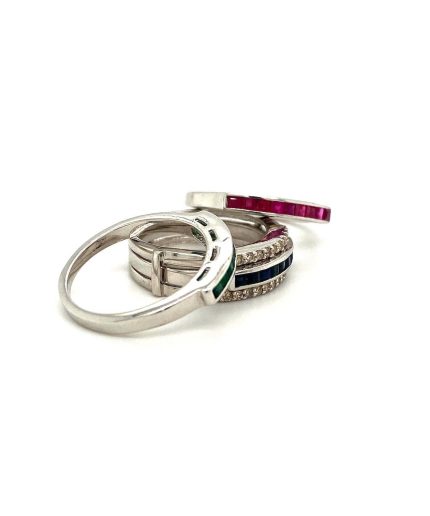 Multi Colour Stones Ring in 925 Sterling Silver | Save 33% - Rajasthan Living 3