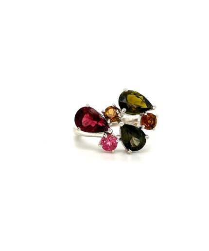 Multi Tourmaline Ring in 925 Sterling Silver | Save 33% - Rajasthan Living