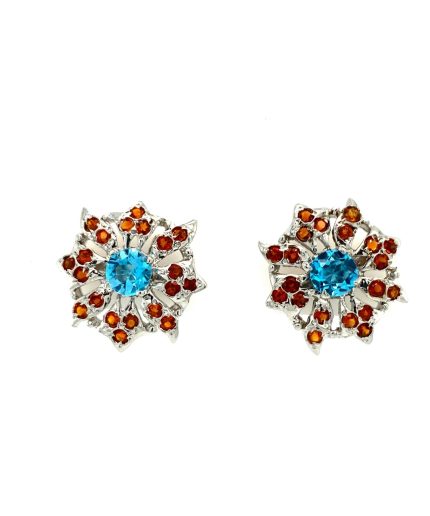 Multi Colour Stones Earrings in 925 Sterling Silver | Save 33% - Rajasthan Living