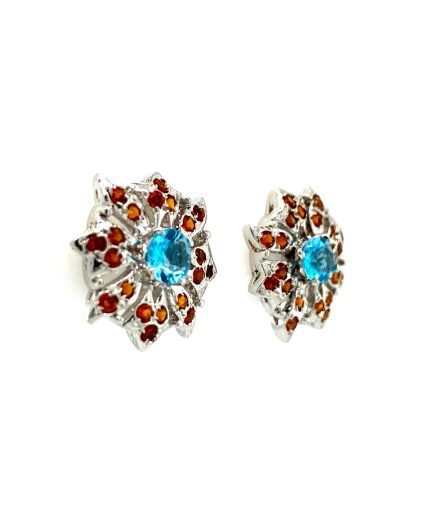 Multi Colour Stones Earrings in 925 Sterling Silver | Save 33% - Rajasthan Living 3