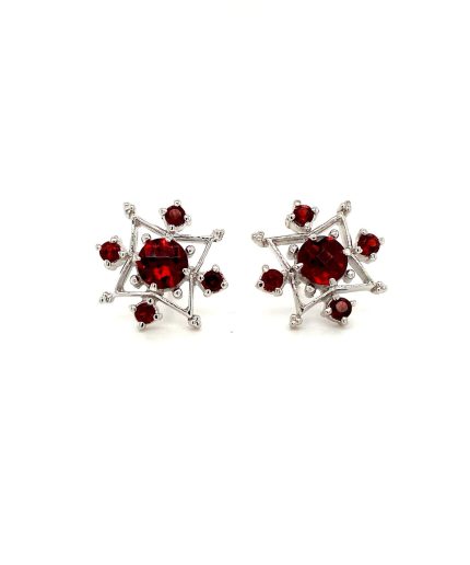 Garnet Earrings in 925 Sterling Silver | Save 33% - Rajasthan Living