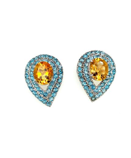 Multi Colour Stones Earrings in 925 Sterling Silver | Save 33% - Rajasthan Living 5