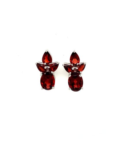 Garnet Earrings in 925 Sterling Silver | Save 33% - Rajasthan Living