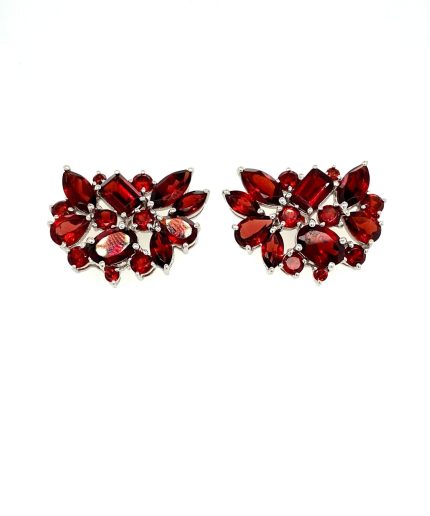 Garnet Earrings in 925 Sterling Silver | Save 33% - Rajasthan Living