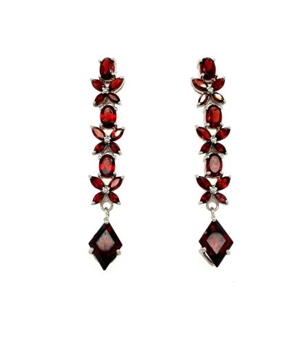 Garnet Earrings in 925 Sterling Silver | Save 33% - Rajasthan Living