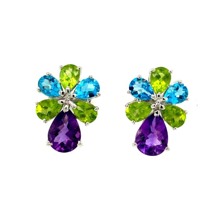 Multi Colour Stones Earrings in 925 Sterling Silver | Save 33% - Rajasthan Living 5