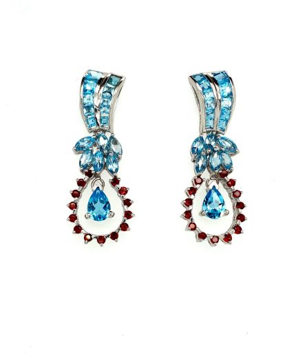 Multi Colour Stones Earrings in 925 Sterling Silver | Save 33% - Rajasthan Living