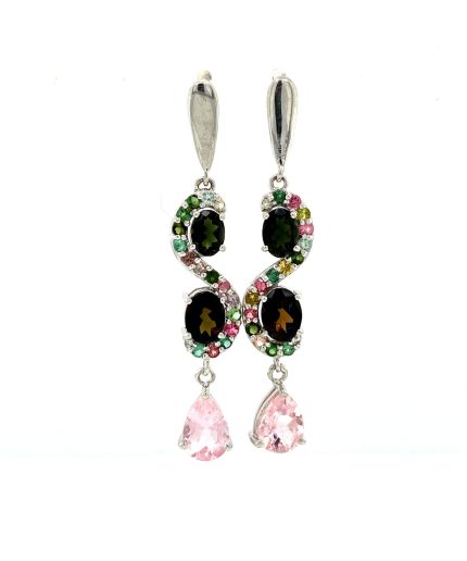 Multi Tourmaline Earrings in 925 Sterling Silver | Save 33% - Rajasthan Living 5