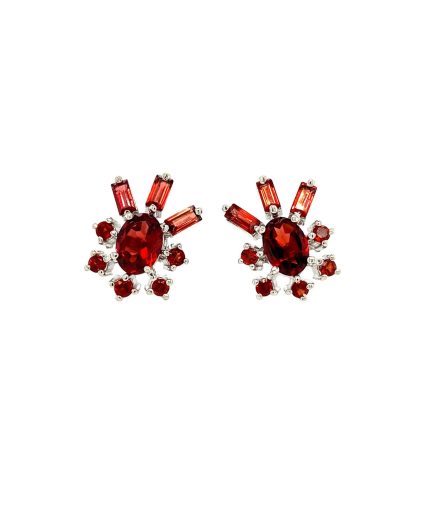 Garnet Earrings in 925 Sterling Silver | Save 33% - Rajasthan Living