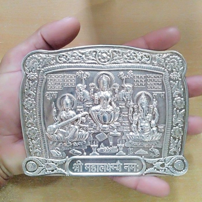 Silver Laxmi Ganesh Saraswati Yantra | Save 33% - Rajasthan Living 8