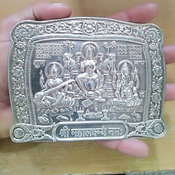 Silver Laxmi Ganesh Saraswati Yantra | Save 33% - Rajasthan Living 7