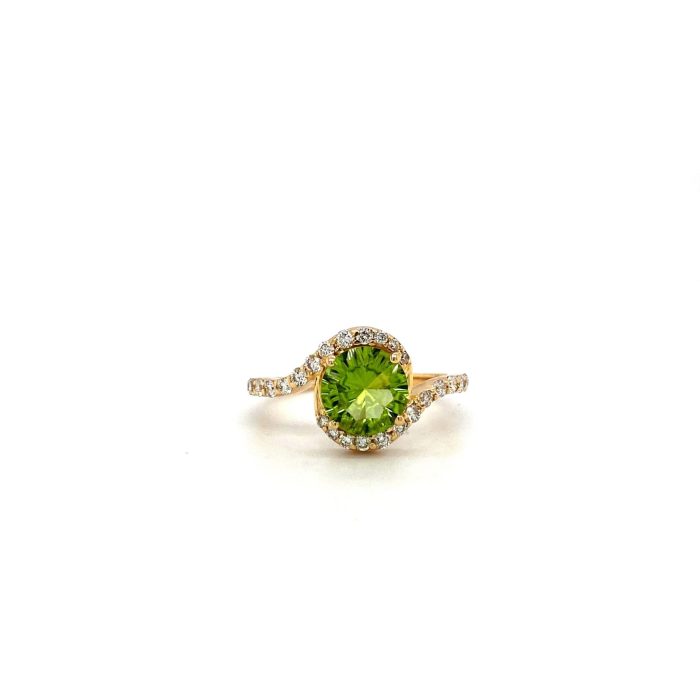 Peridot and Diamond Ring in 14K Yellow Gold | Save 33% - Rajasthan Living 5