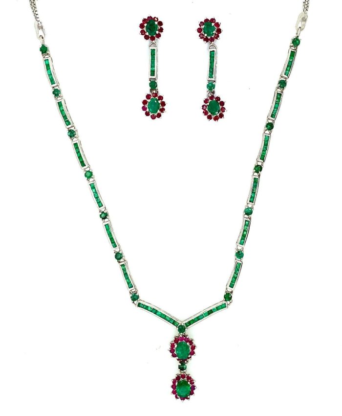 Multi Colour Stone Necklace Set in 925 Sterling Silver | Save 33% - Rajasthan Living 5