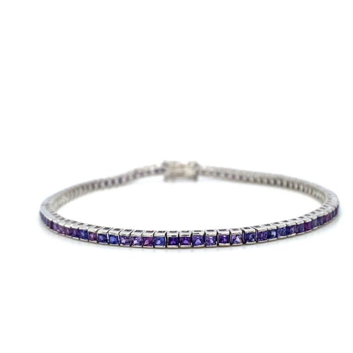 Purple Sapphire and Diamond Bracelet in 18K White Gold | Save 33% - Rajasthan Living 5