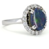 Australian Black Opal American Diamond Halo Ring in 925 Sterling Silver | Save 33% - Rajasthan Living 10