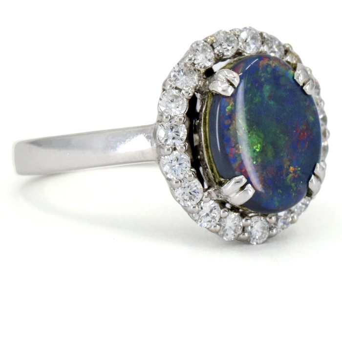Australian Black Opal American Diamond Halo Ring in 925 Sterling Silver | Save 33% - Rajasthan Living 6