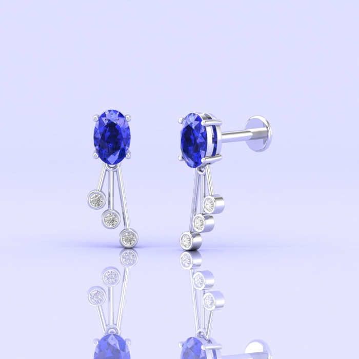 14K Tanzanite Earrings, Dainty Diamond and Gemstone Earrings, Oval Stud Earrings, Handmade Jewelry, Minimalist Earrings, December Birthstone | Save 33% - Rajasthan Living 5