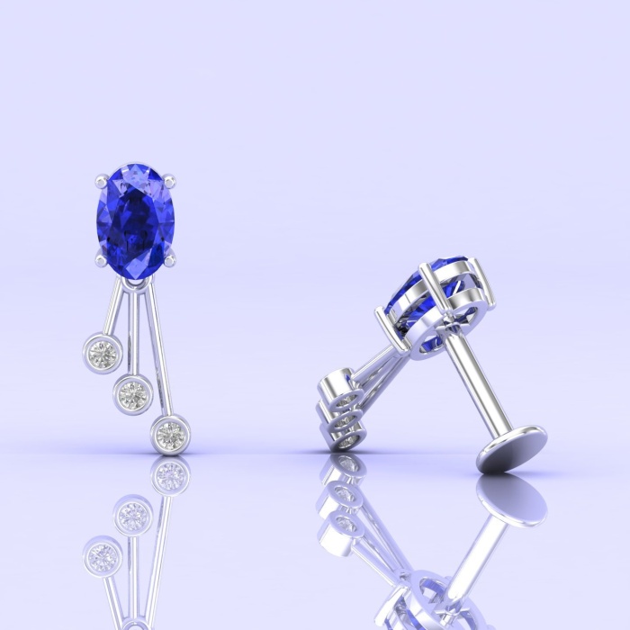 14K Tanzanite Earrings, Dainty Diamond and Gemstone Earrings, Oval Stud Earrings, Handmade Jewelry, Minimalist Earrings, December Birthstone | Save 33% - Rajasthan Living 7