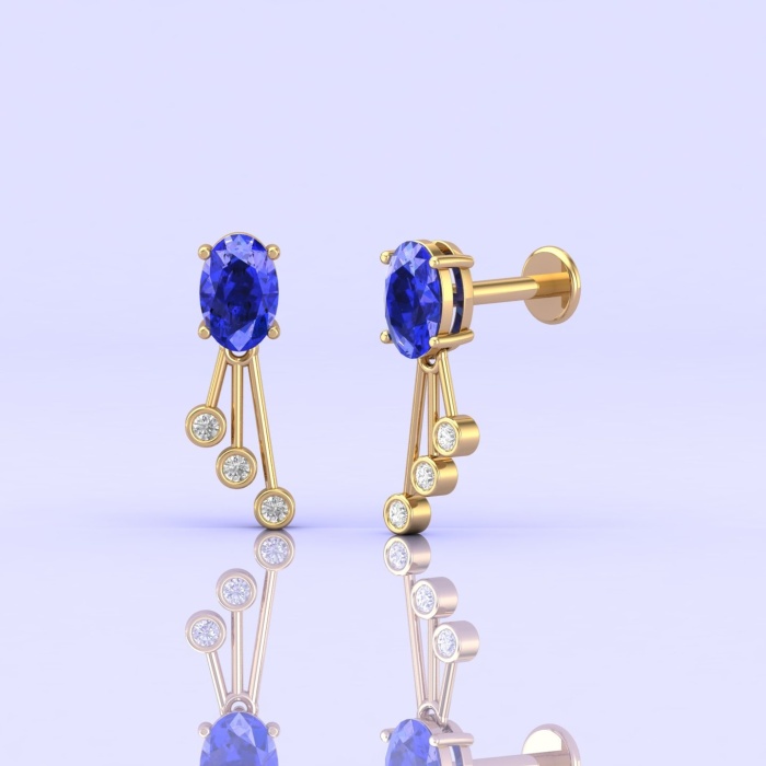 14K Tanzanite Earrings, Dainty Diamond and Gemstone Earrings, Oval Stud Earrings, Handmade Jewelry, Minimalist Earrings, December Birthstone | Save 33% - Rajasthan Living 8