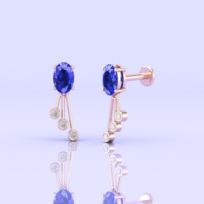 14K Tanzanite Earrings, Dainty Diamond and Gemstone Earrings, Oval Stud Earrings, Handmade Jewelry, Minimalist Earrings, December Birthstone | Save 33% - Rajasthan Living 11