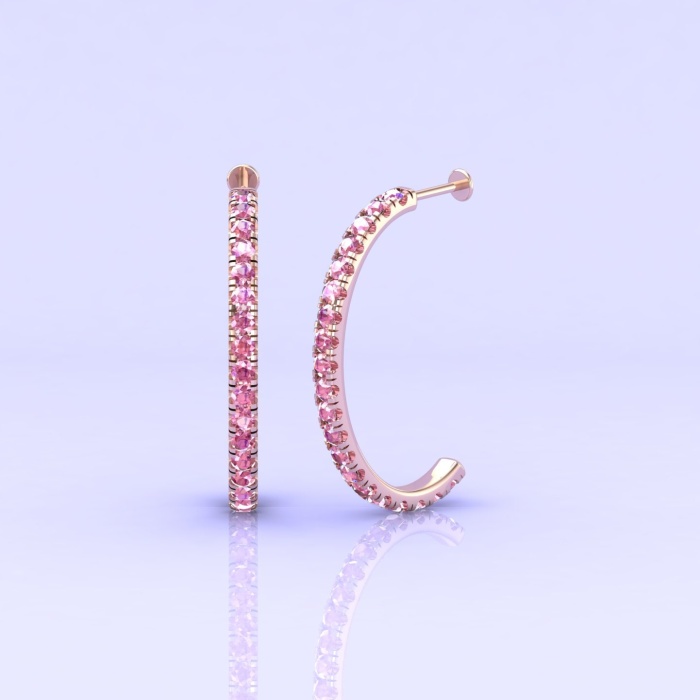 Dainty 14K Natural Pink Spinel Earrings, Everyday Gemstone Half Hoop Earrings For Women, August Birthstone Jewelry For Her, Handmade Jewelry | Save 33% - Rajasthan Living 8