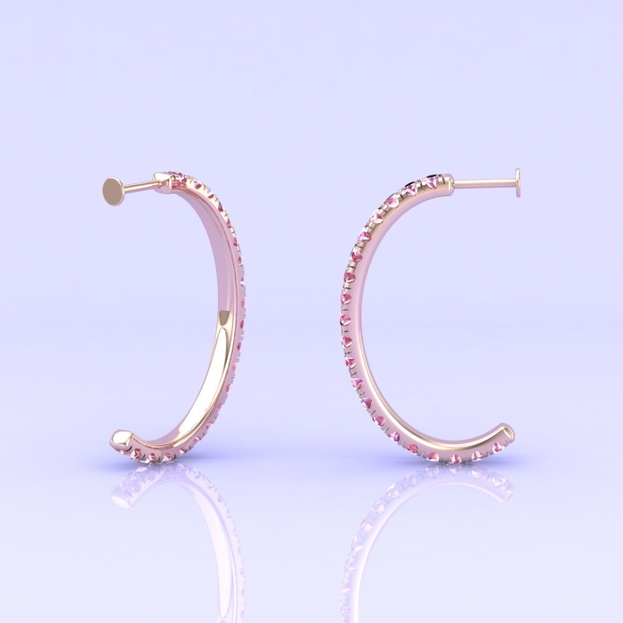 Dainty 14K Natural Pink Spinel Earrings, Everyday Gemstone Half Hoop Earrings For Women, August Birthstone Jewelry For Her, Handmade Jewelry | Save 33% - Rajasthan Living 11