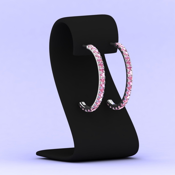 Dainty 14K Natural Pink Spinel Earrings, Everyday Gemstone Half Hoop Earrings For Women, August Birthstone Jewelry For Her, Handmade Jewelry | Save 33% - Rajasthan Living 7
