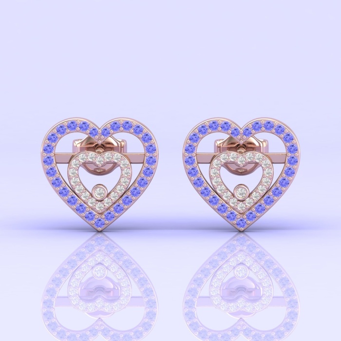 2-IN-1 Earrings, Dainty 14K Tanzanite Earrings, Diamond Stud Earrings, Tanzanite Stud Earrings, Handmade Jewelry, Removable Earrings | Save 33% - Rajasthan Living 8