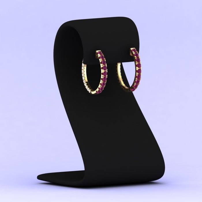 14K Dainty Natural Rhodolite Garnet Hoop Earrings, January Birthstone Earring For Women, Everyday Gemstone Jewelry For Her, Garnet Jewelry | Save 33% - Rajasthan Living 13