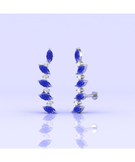 14K Dainty Tanzanite and Diamond Climbers, Climber Earrings, Party Jewelry, Handmade Jewelry, Anniversary Gift, Gemstone Earrings, Tanzanite | Save 33% - Rajasthan Living