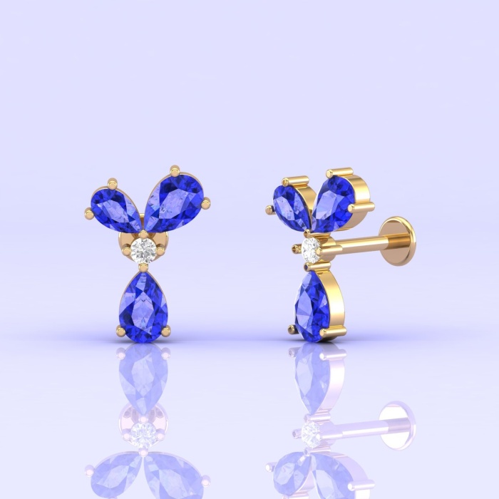 14K Dainty Tanzanite Stud Earrings, Handmade Jewelry, Gemstone Earrings, Anniversary Gift, Gift For Her, Party Jewelry, Art Nouveau Earrings | Save 33% - Rajasthan Living 12
