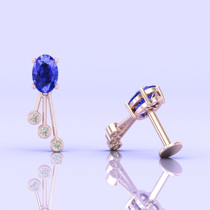 14K Tanzanite Earrings, Dainty Diamond and Gemstone Earrings, Oval Stud Earrings, Handmade Jewelry, Minimalist Earrings, December Birthstone | Save 33% - Rajasthan Living 12