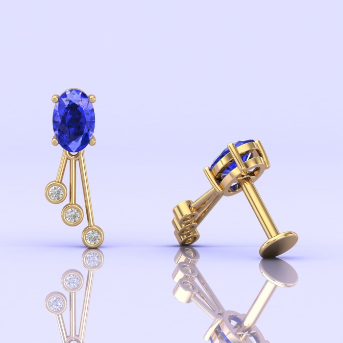 14K Tanzanite Earrings, Dainty Diamond and Gemstone Earrings, Oval Stud Earrings, Handmade Jewelry, Minimalist Earrings, December Birthstone | Save 33% - Rajasthan Living 10