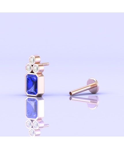 14K Natural Tanzanite Earrings, Minimal Style Earrings, Art Nouveau Studs, Octagon Earrings, Jewelry Gift, December Birthstone Jewelry | Save 33% - Rajasthan Living 3