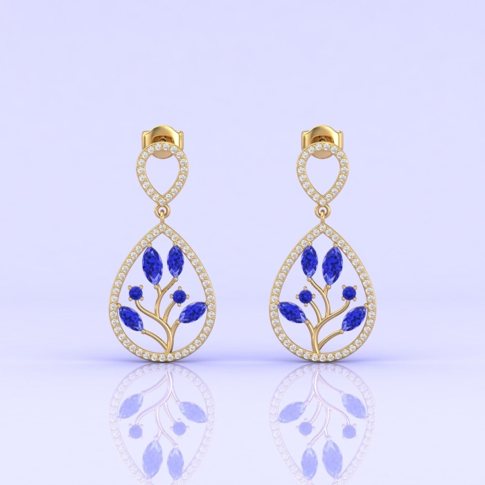 Solid 14K Natural Tanzanite Dangle Earrings, Everyday Gemstone Earrings For Women, Gold Stud Earring For Her, December Birthstone Jewelry | Save 33% - Rajasthan Living 5