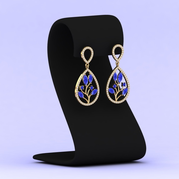 Solid 14K Natural Tanzanite Dangle Earrings, Everyday Gemstone Earrings For Women, Gold Stud Earring For Her, December Birthstone Jewelry | Save 33% - Rajasthan Living 7